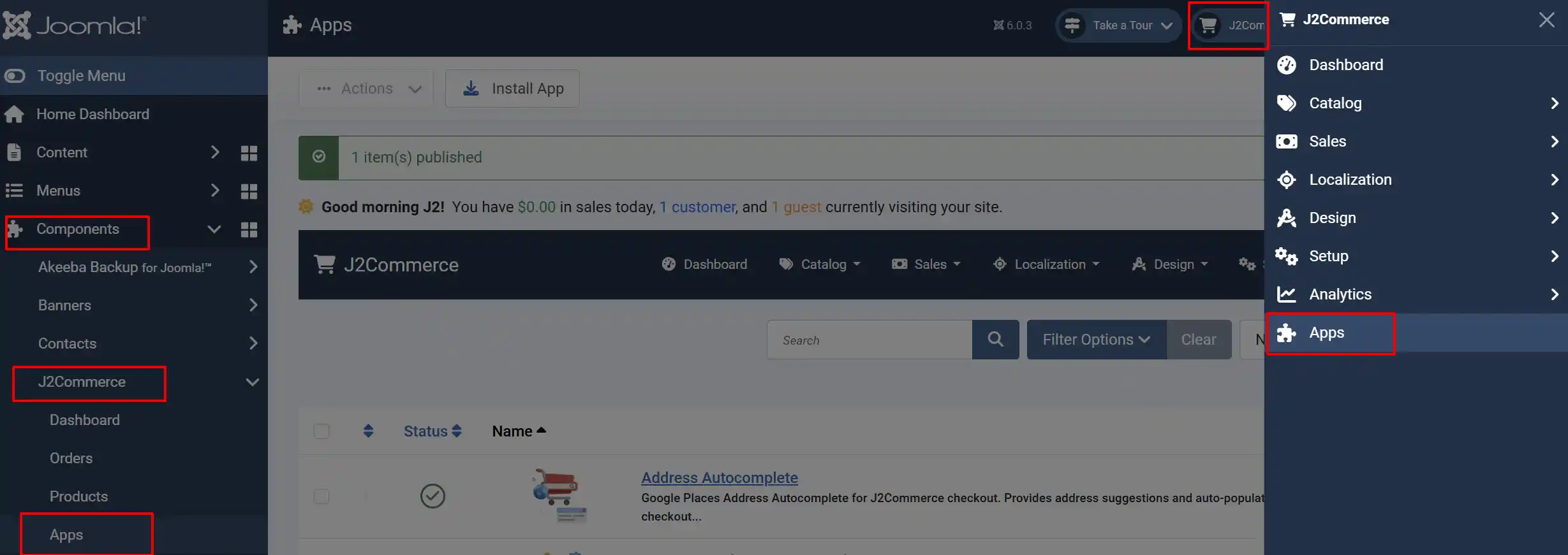 Apps screen