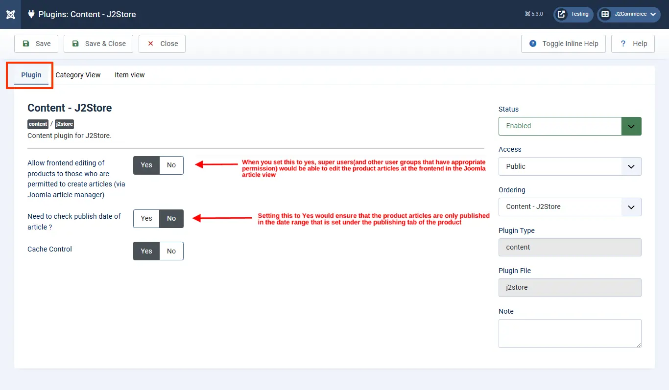 Content plugin settings | J2Commerce Documentation