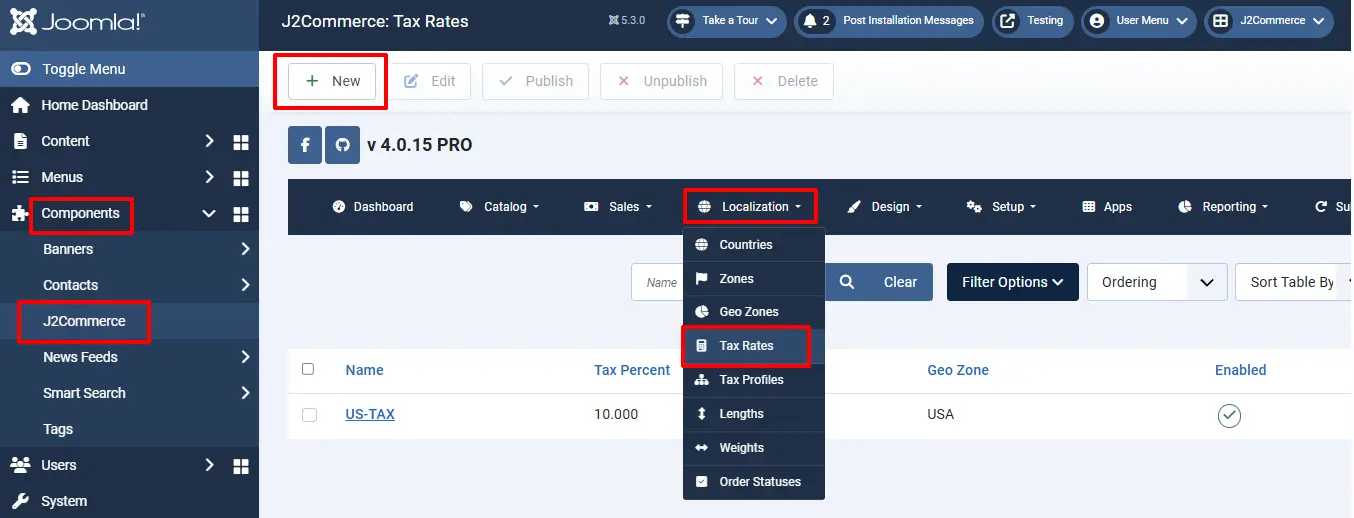 Tax Rate Setup