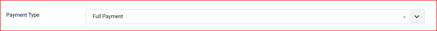 Tranzila plugin Payment Type dropdown, highlighted, set to Full Payment