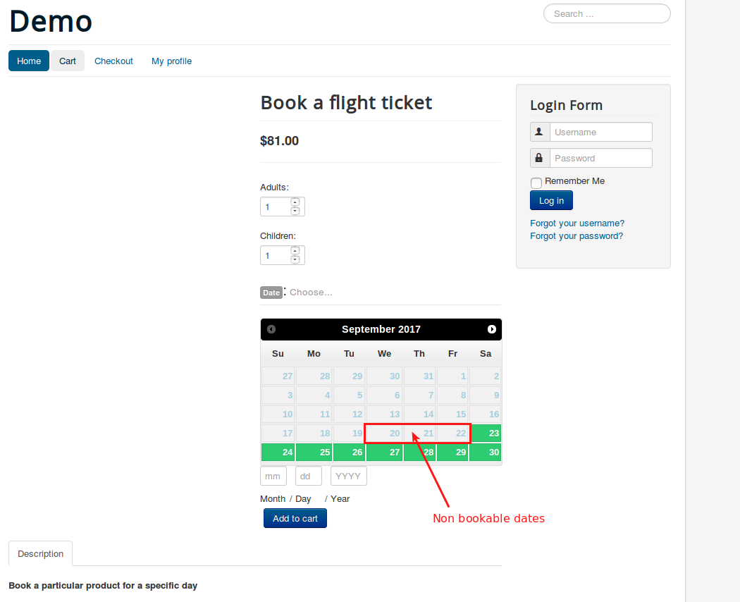 non available dates